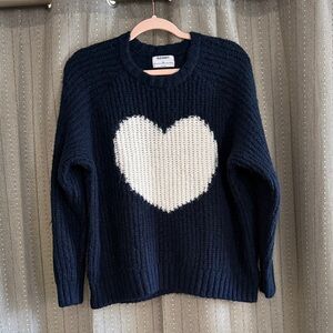 Old Navy Dark Blue Sweater with Cream Heart